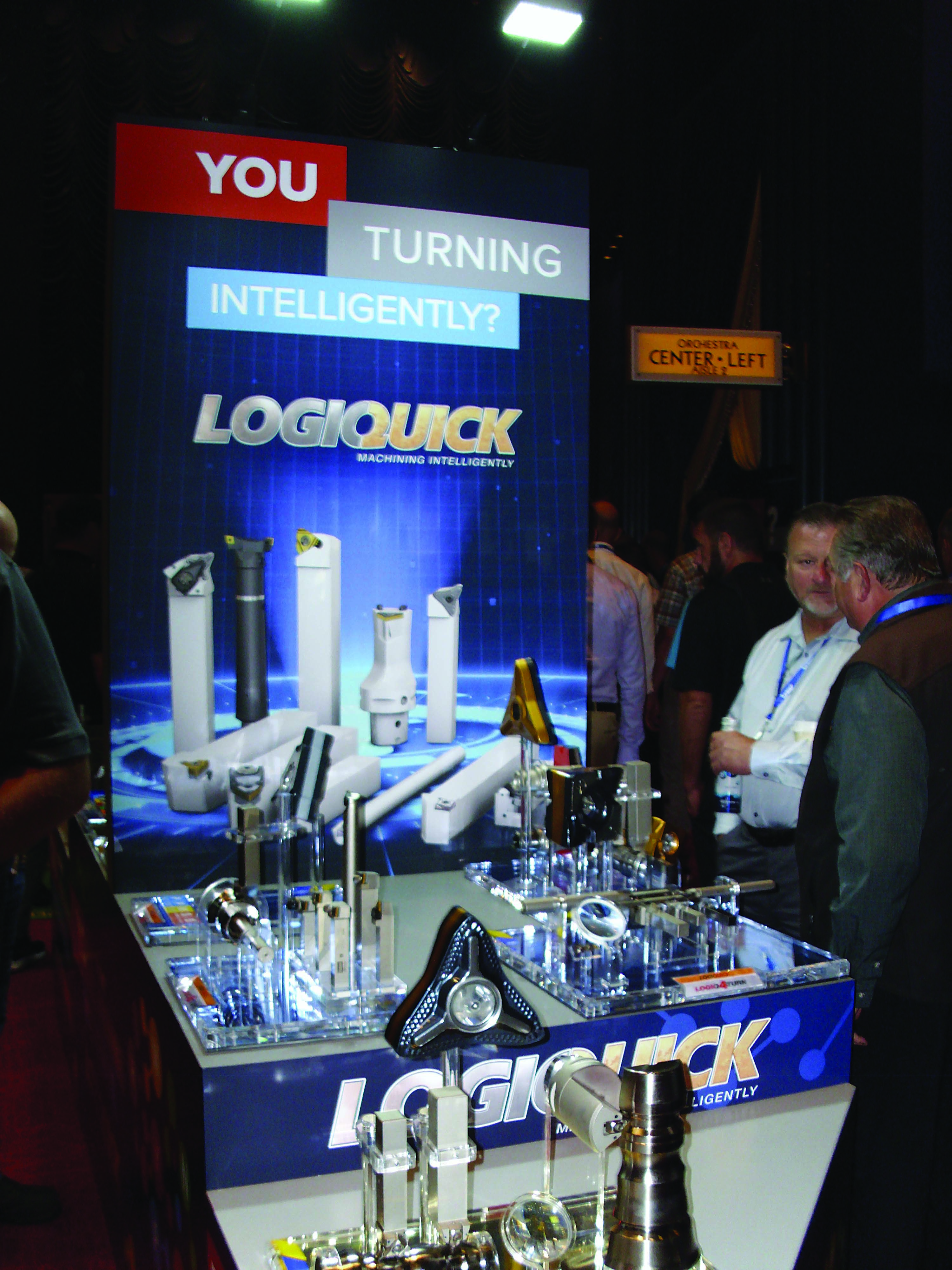 The lobby of the Encore Theater featured displays that focused on machining intelligently with LogiQuick. Photo courtesy A. Richter.