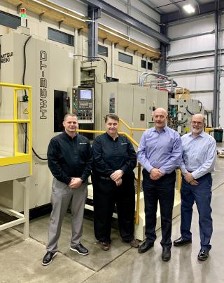 L to R: Matt Gifford, National Sales Manager – Mitsui Seiki; Bill Malanche, COO – Mitsui Seiki; Robb Hudson, president and CEO – Aerodyn Engineering; Cameron Perkins, Business Development Leader – Aerodyn Engineering