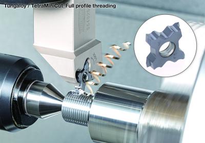 TetraMini-Cut Indexable Thread Turning Tool Series With Four-Edged Insert TetraMini-Cut Indexable Thread Turning Tool Series