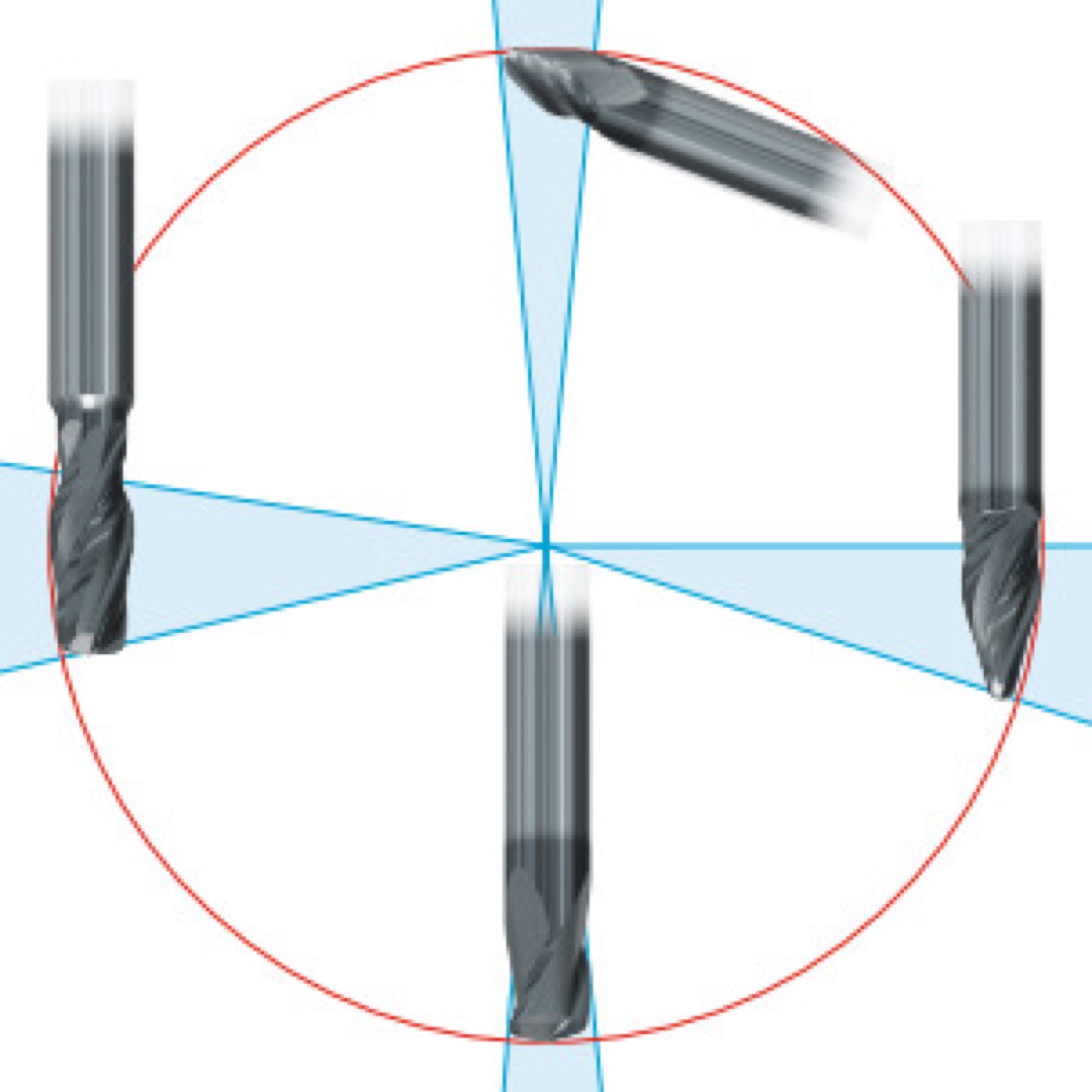 Four circle-segment end mill forms