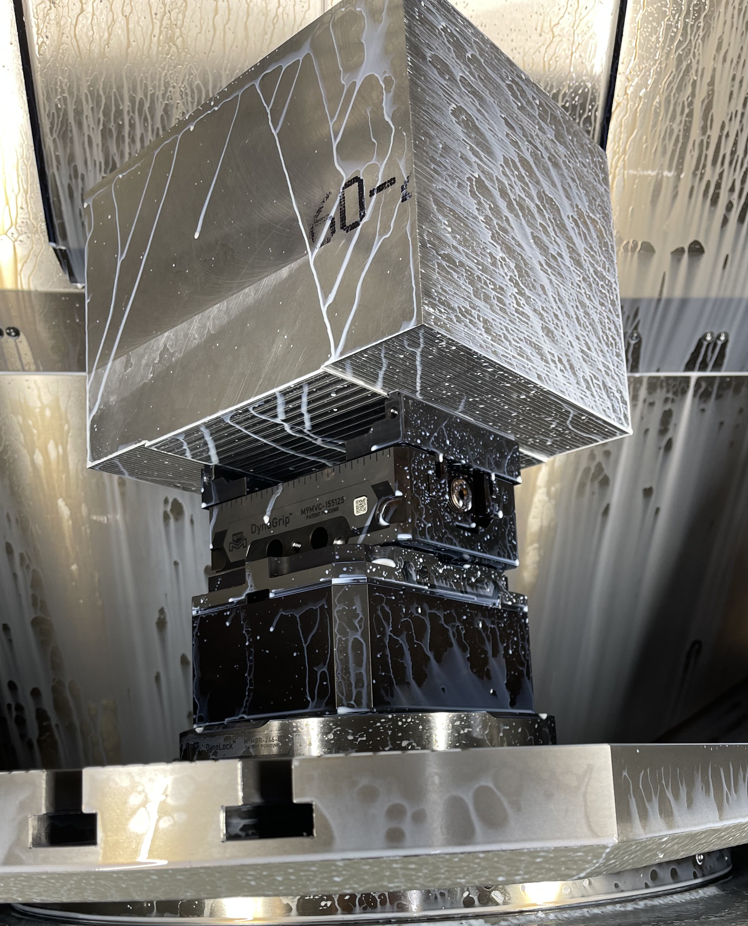 Mate DynoGrip self-centering vise holding a large workpiece