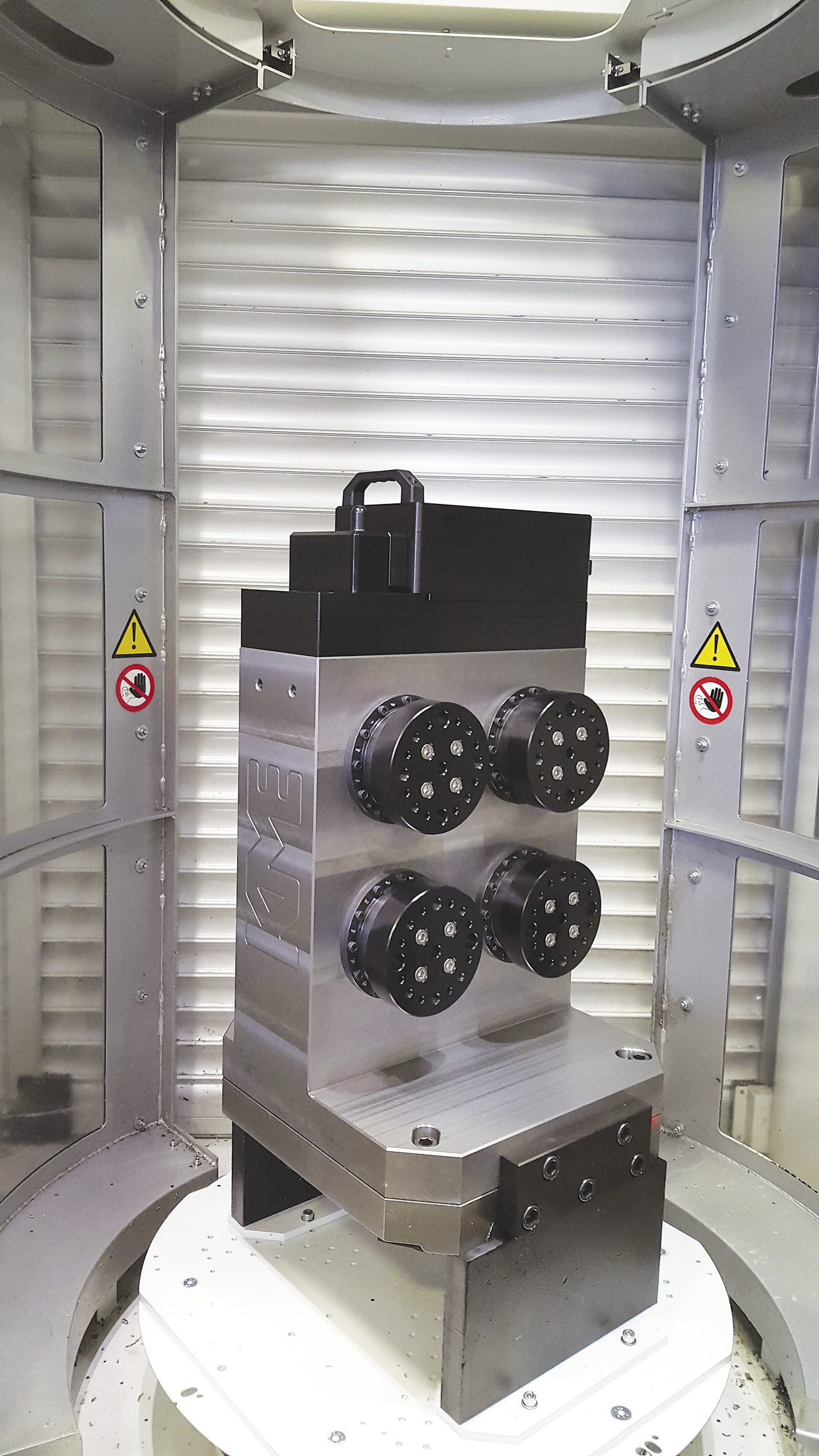 A 5-axis wireless, indexing tombstone