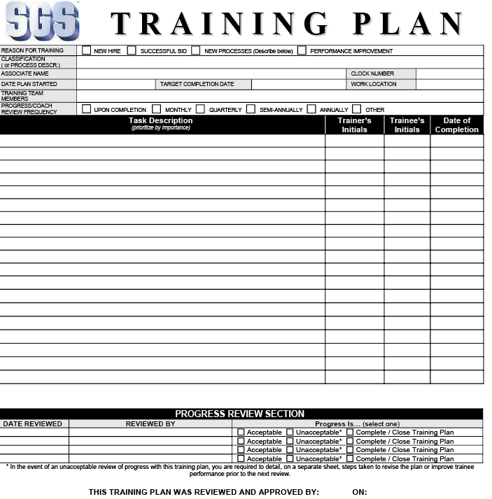 SGS Tool uses checklists like this one to verify a trainee's progress and get feedback on each step in the training. Image courtesy SGS Tool. SGS Tool uses checklists like this one to verify a trainee's progress and get feedback on each step in the training. Image courtesy SGS Tool.