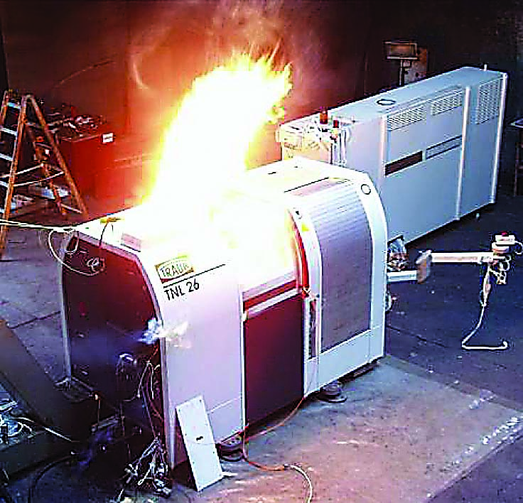 Cutting oil fire risk requires precautions