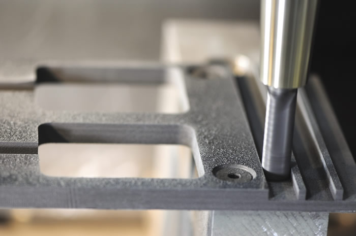 OSG's BNC router machines a composite material. Image courtesy OSG USA.
