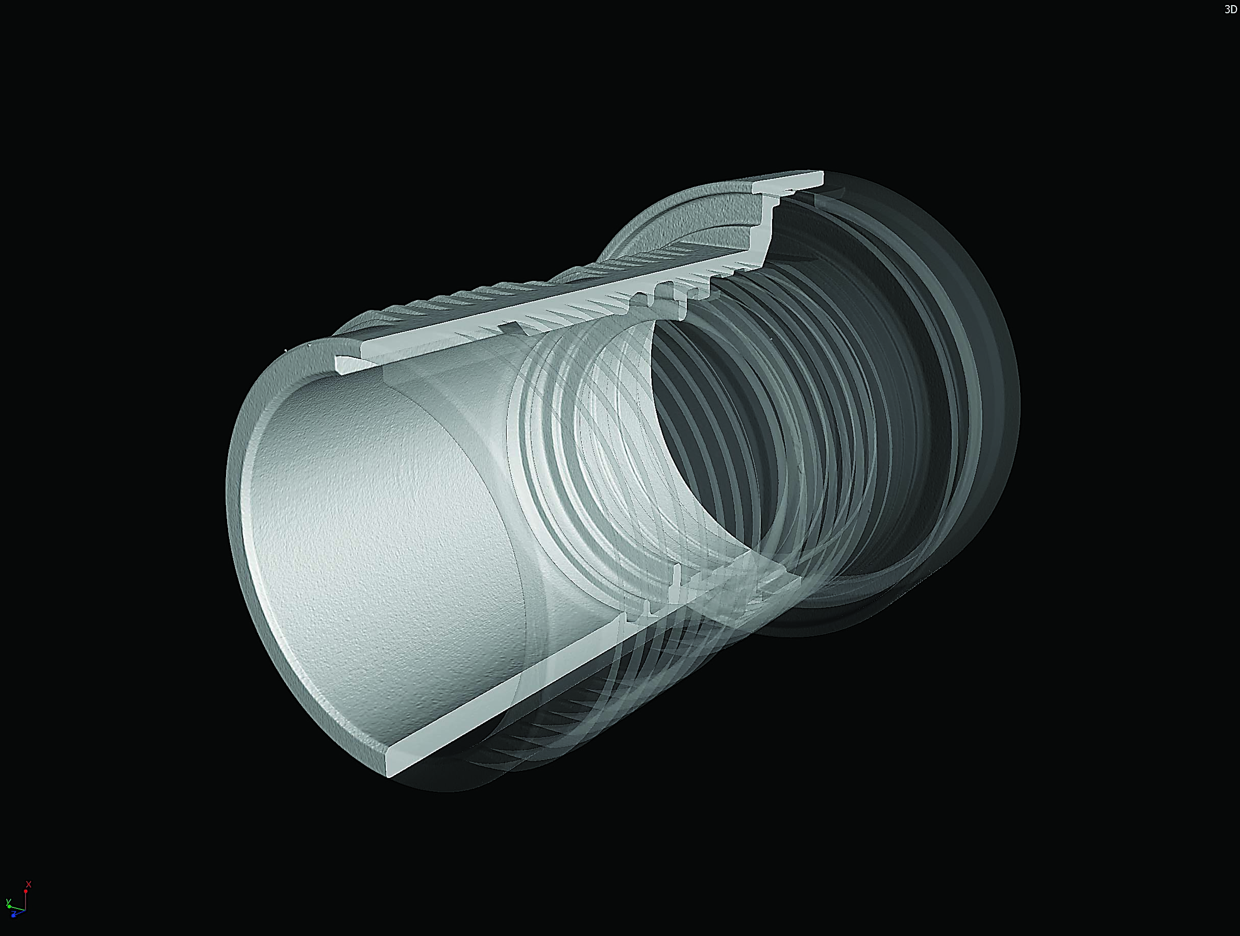 CT scanning is suitable for dimensional inspection, reverse engineering and CAD-to-part analysis. Image courtesy of Exact Metrology.