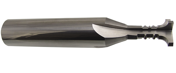 Mil-Tec produced this progressive form tool to enable Toolcraft to replace two ballnose endmills and significantly reduce the cycle time when machining a 6061 aluminum part (below). Images courtesy Mil-Tec. Mil-Tec produced this progressive form tool to enable Toolcraft to replace two ballnose endmills and significantly reduce the cycle time when machining a 6061 aluminum part (below). Images courtesy Mil-Tec.