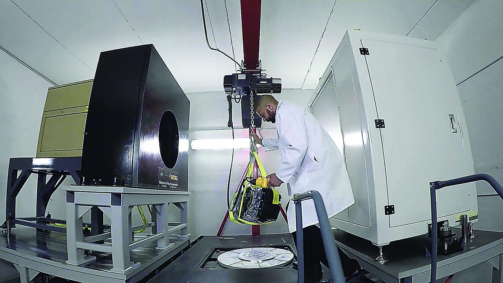 Whether a part is ultrasmall or large enough for a hoist, Jesse Garant Metrology Center's technology manager can scan it using one of the company's high-energy CT scanning systems. Photo credit: Jesse Garant Metrology Center
