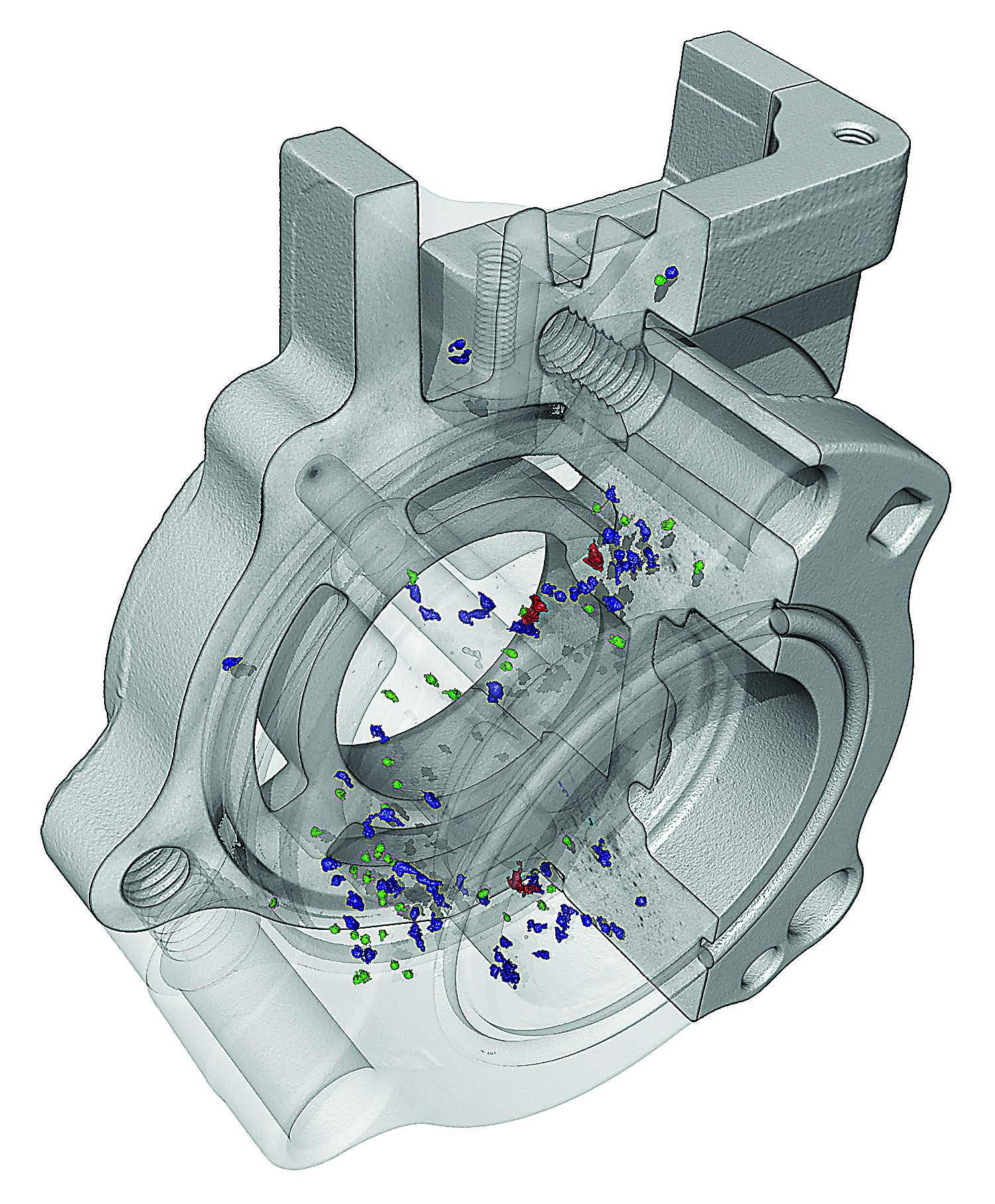 This aluminum casting was checked for porosity, a common application for CT scanning technology. Image courtesy of Jesse Garant Metrology Center.