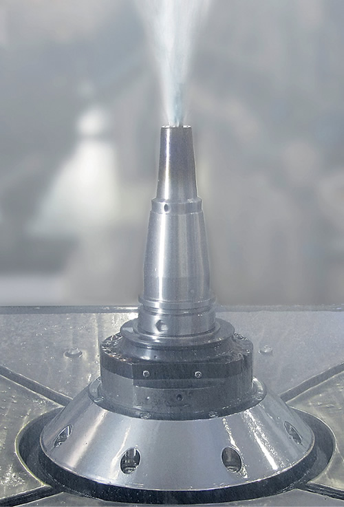 Haimer's Cool Flash toolholder system was designed to direct coolant to a tool's surface with no air gap. Coolant collects in a chamber in the holder then is distributed evenly over the entire circumference of the tool shank. Images courtesy Haimer.