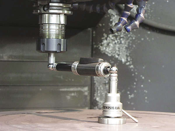A Renishaw QC20-W wireless ballbar performs a test on a vertical machining center. Image courtesy Renishaw. A Renishaw QC20-W wireless ballbar performs a test on a vertical machining center. Image courtesy Renishaw.