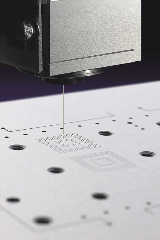 Automatic wire threading through even the smallest of holes is possible. Image courtesy Sodick. Automatic wire threading through even the smallest of holes is possible. Image courtesy Sodick.
