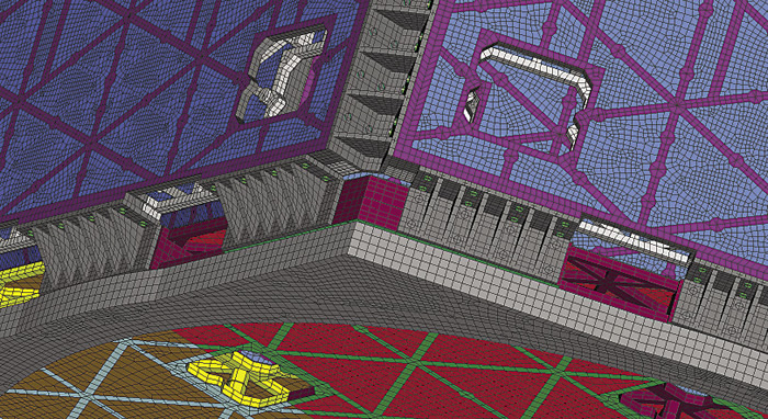 Closeup of the detailed mesh map of the PnPSat structure. Image courtesy Siemens PLM Software.