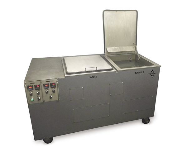 The Omegasonics Super Pro X2 ultrasonic parts cleaning machine features two cleaning tanks and comes with a filtration tank to keep the bath clean and consistent for a long period of time. The Omegasonics Super Pro X2 ultrasonic parts cleaning machine features two cleaning tanks and comes with a filtration tank to keep the bath clean and consistent for a long period of time.
