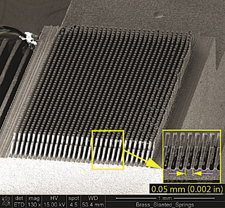 An array of ultrasmall brass springs created with 0.0004 An array of ultrasmall brass springs created with 0.0004