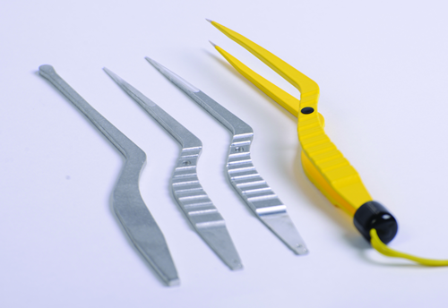 Forceps shown, from left to right, in raw form to finished final product. Forceps shown, from left to right, in raw form to finished final product.