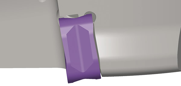 The dovetail clamping system prevents insert movement and effectively 