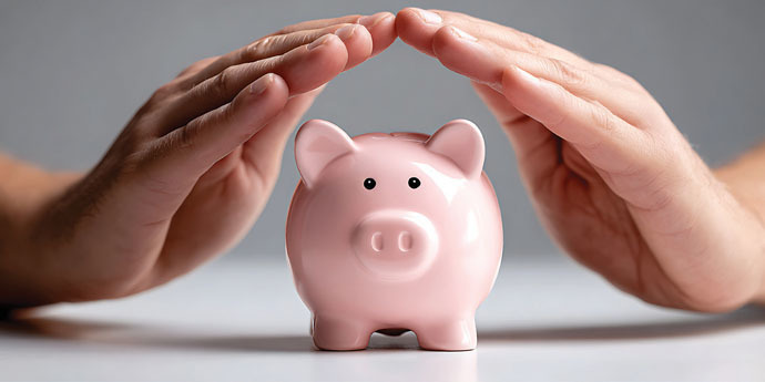image of a piggy bank and hands
