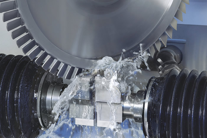 Pulsed electrochemical machining a jet engine blisk imparts a surface finish that requires little or no polishing (below, right blade). Images courtesy EMAG USA.