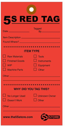 A red tag used to sort