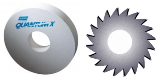 A grinding wheel can be viewed like a saw blade or a round cutting tool with multiple cutting points along its circumference. Photo credit: Norton | Saint-Gobain Abrasives