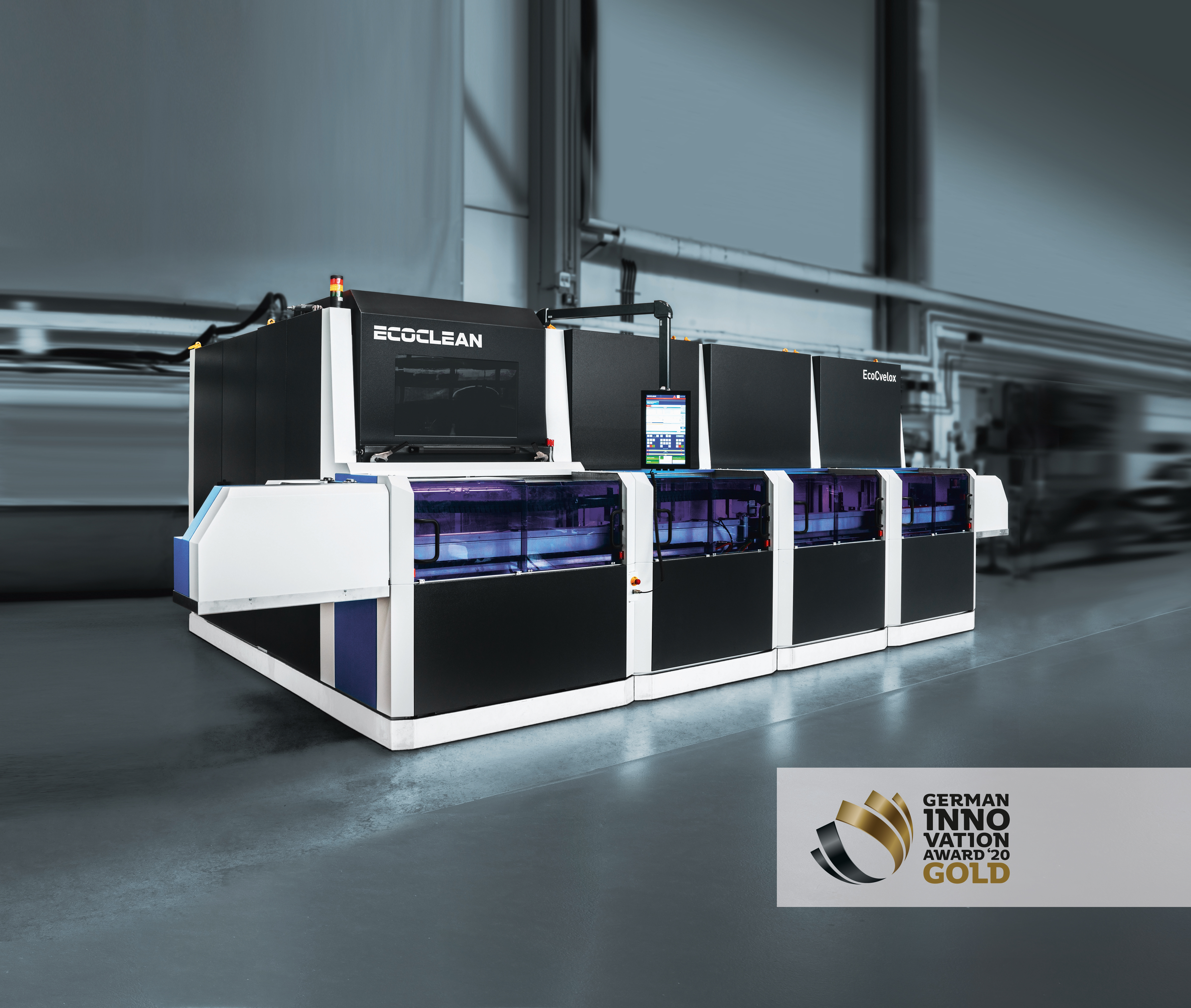 EcoCvelox EcoCvelox received the gold German Innovation Award. The modular overall solution for the production steps deburring, cleaning and drying was convincing because of its degree of innovation, technical quality and function, user benefits and cost-effectiveness.