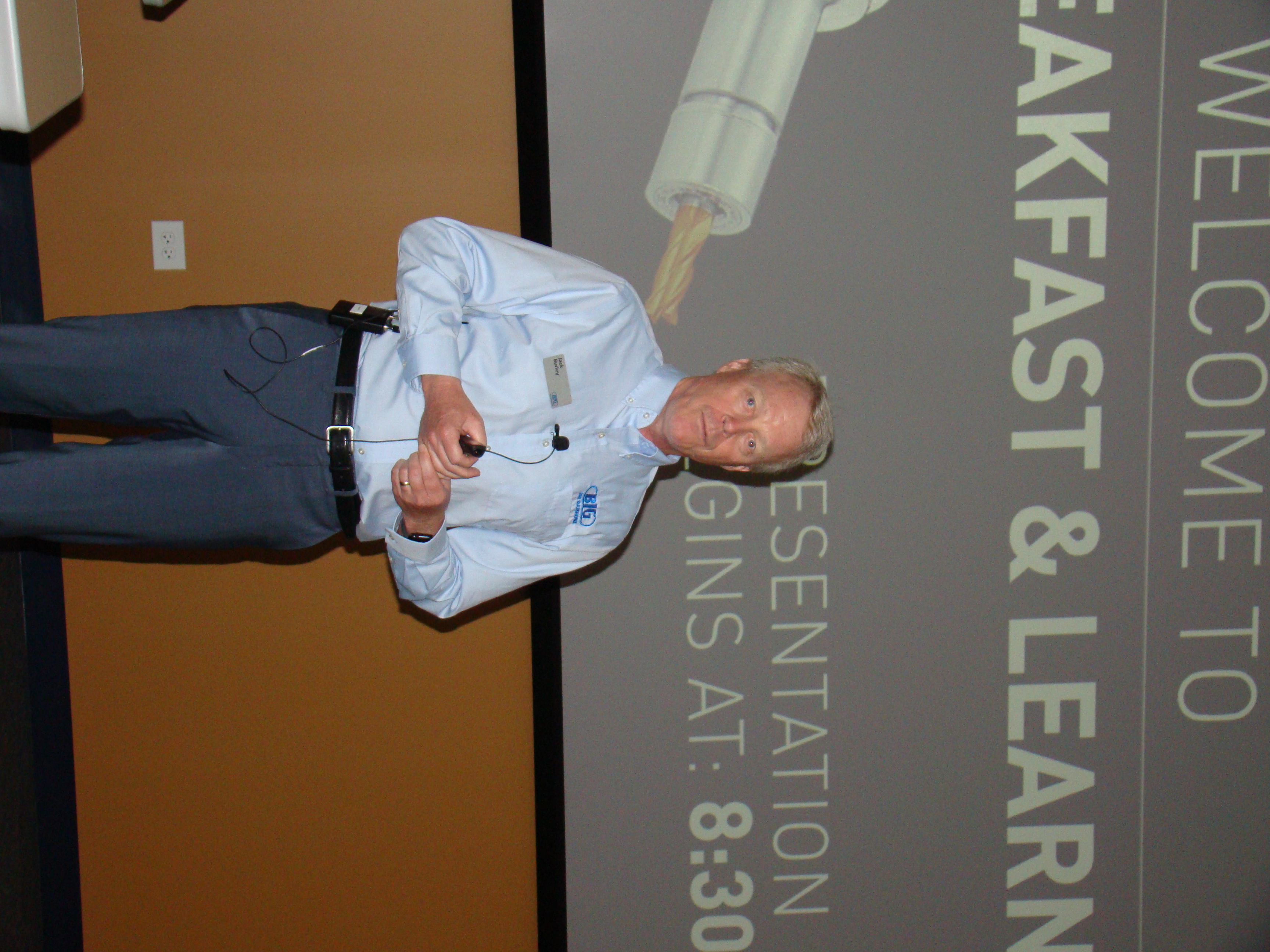 Jack Burley, president and COO of BIG Daishowa, kicks off the presentation segment of the Breakfast & Learn event.