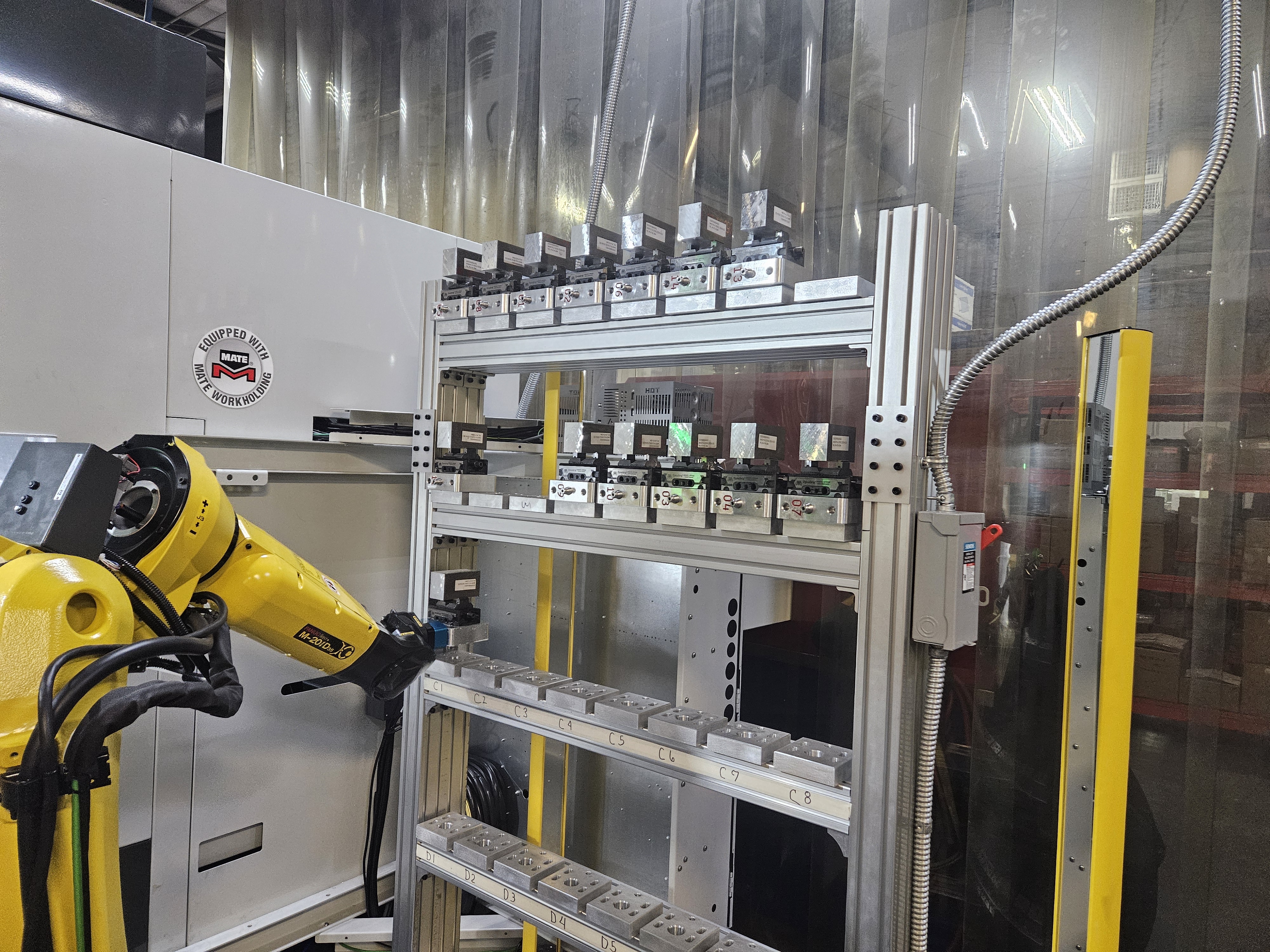 Figure 2: United Machine now conducts lights out operations using a 40 pallet system, which was reconfigured with Mate workholding.