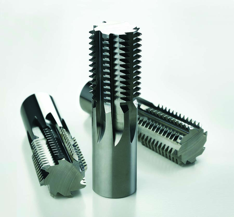 High-precision gear hobs (left) are produced with very high accuracy in a single operation.