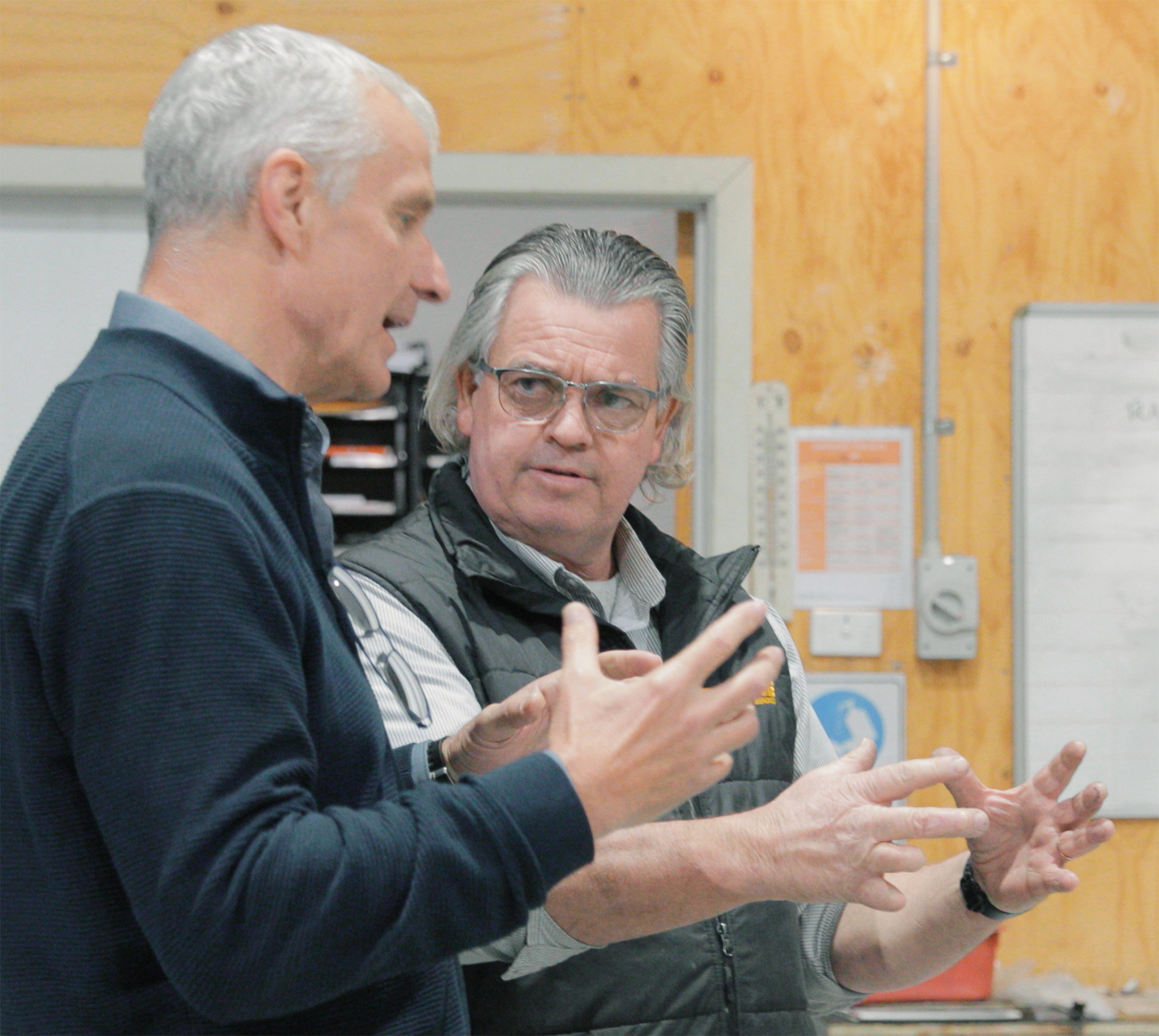 Tim McMahon and Product Manager Andreas on Factory floor