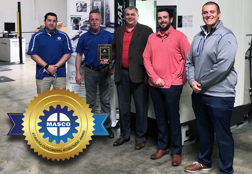 The sales team at Machinery Sales Co. (left to right): Jared Hutchinson, Andrew Graham, David Cogswell, Chris Mangano, and Jared Storb pictured with their 