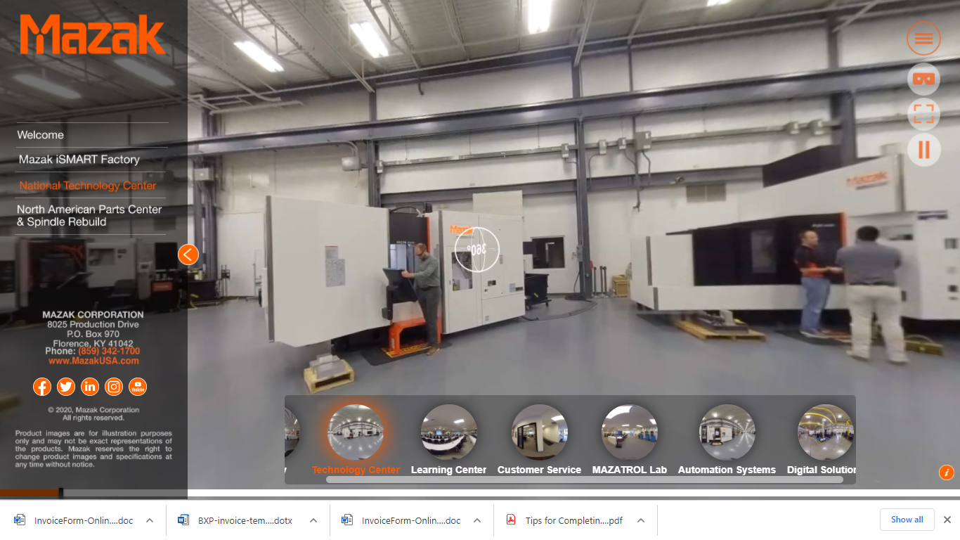 Mazak’s virtual tour of its Kentucky HQ