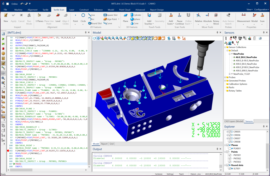 Image from 8.5 version of CAMIO CMM Software