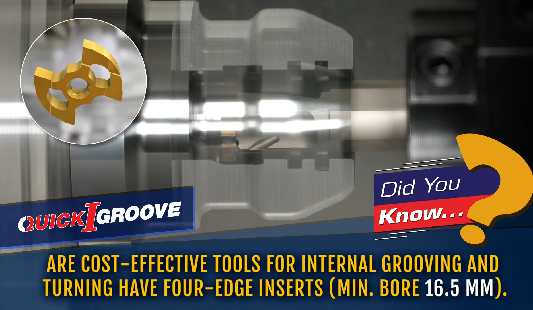 Innovative 4 Cutting Edged Insert for Internal Grooving and Turning video thumbnail